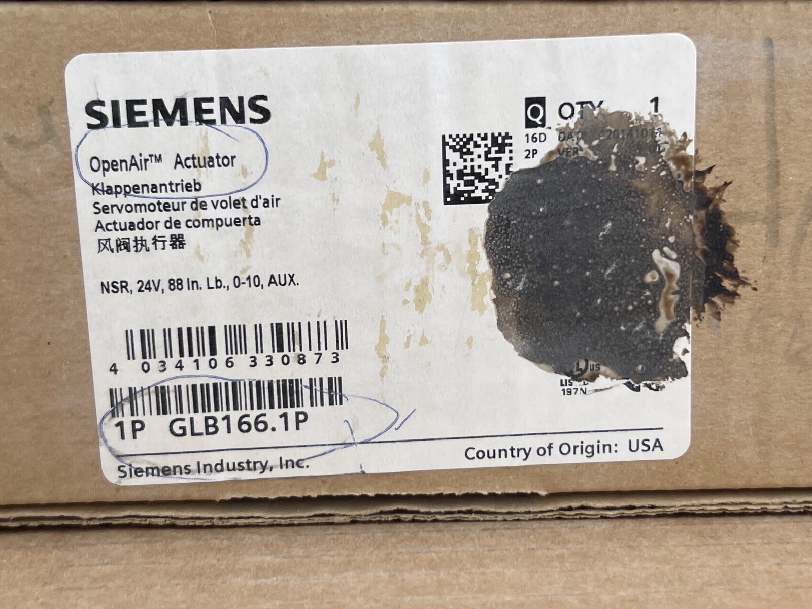 Siemens GLB166.1P OpenAir Actuator