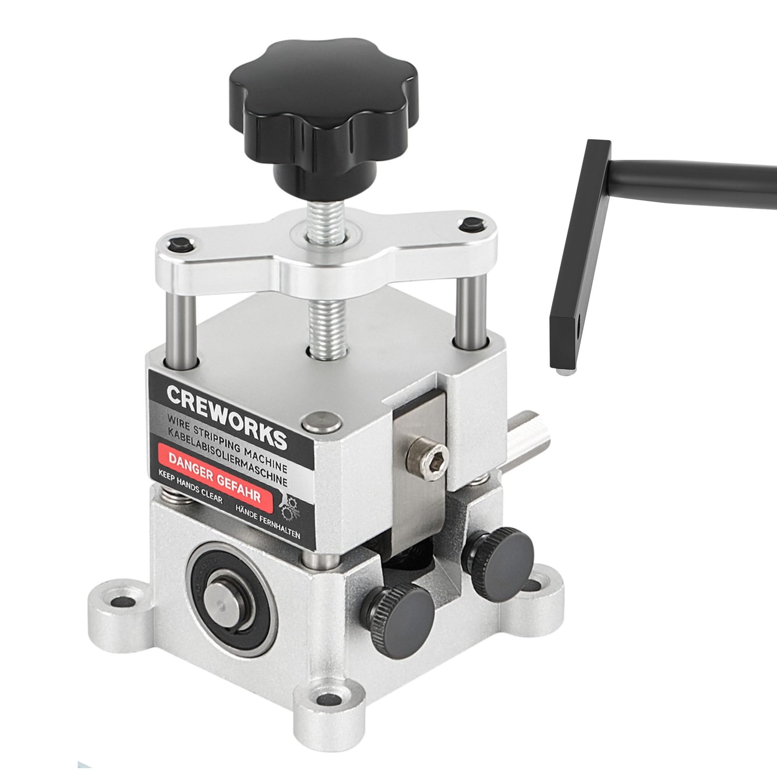 CREWORKS Wire Stripper Machine, 0.06"-1" Manual Silver and Black
