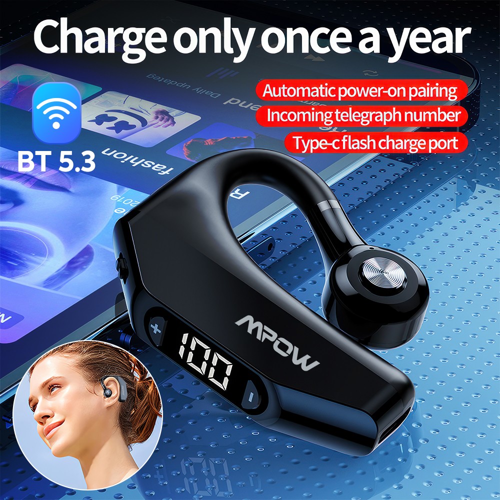 Mpow Wireless Bluetooth Headset Noise Cancelling MIC Waterproof For Sport Driver