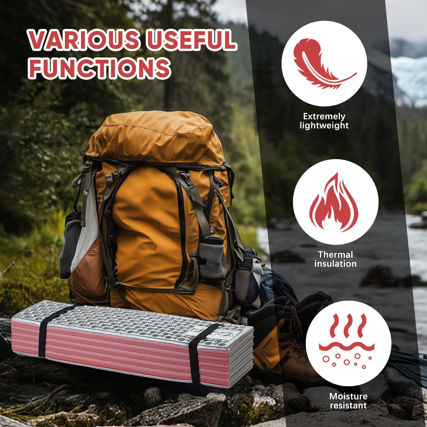 Ultralight Foam Sleeping Pad Waterproof Closed Cell Foldable Camp Mat