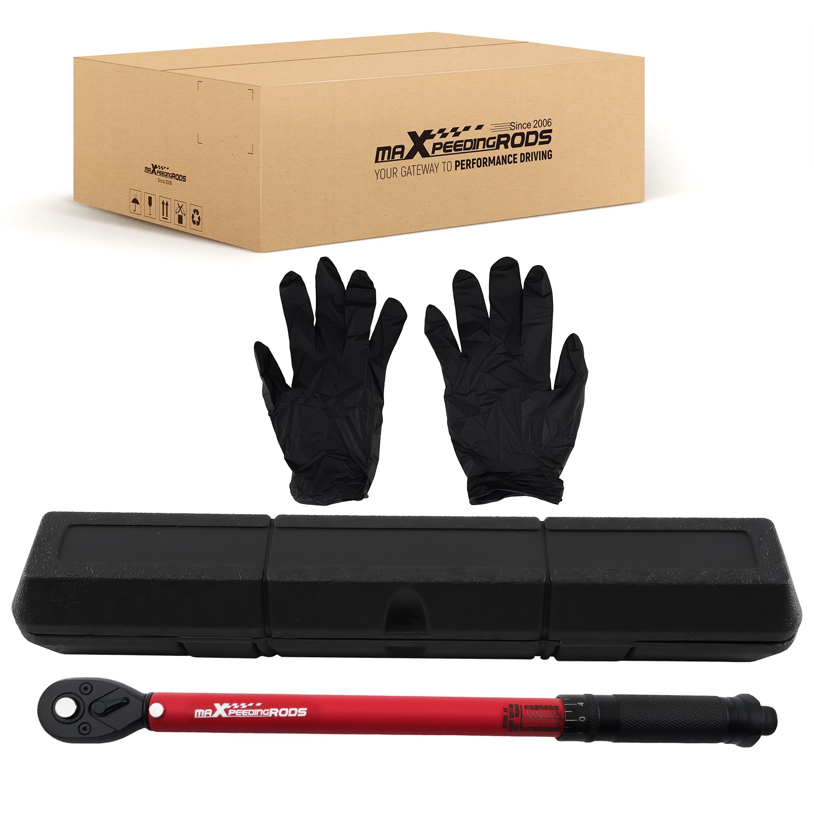 3/8" Click Torque Wrench 10-80 Ft-Lb with Extension Bar & Adapters Kit NEW