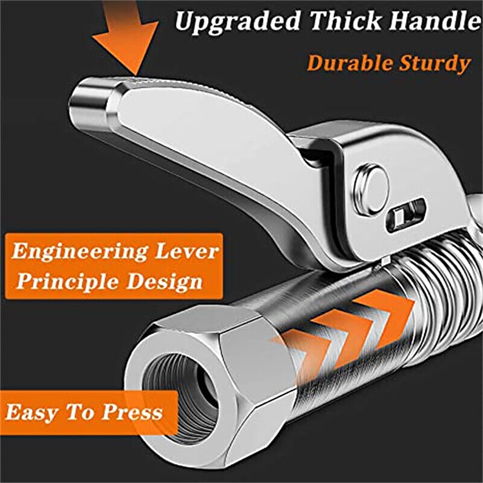 2x High Pressure Grease Gun Coupler Quick Release Lock Oil Injection Nozzle
