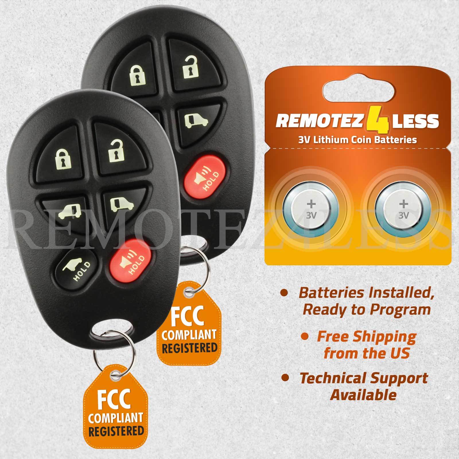2 For 2010 2011 2012 2013 2014 2015 2016 2017 Toyota Sienna Remote Car Key Fob