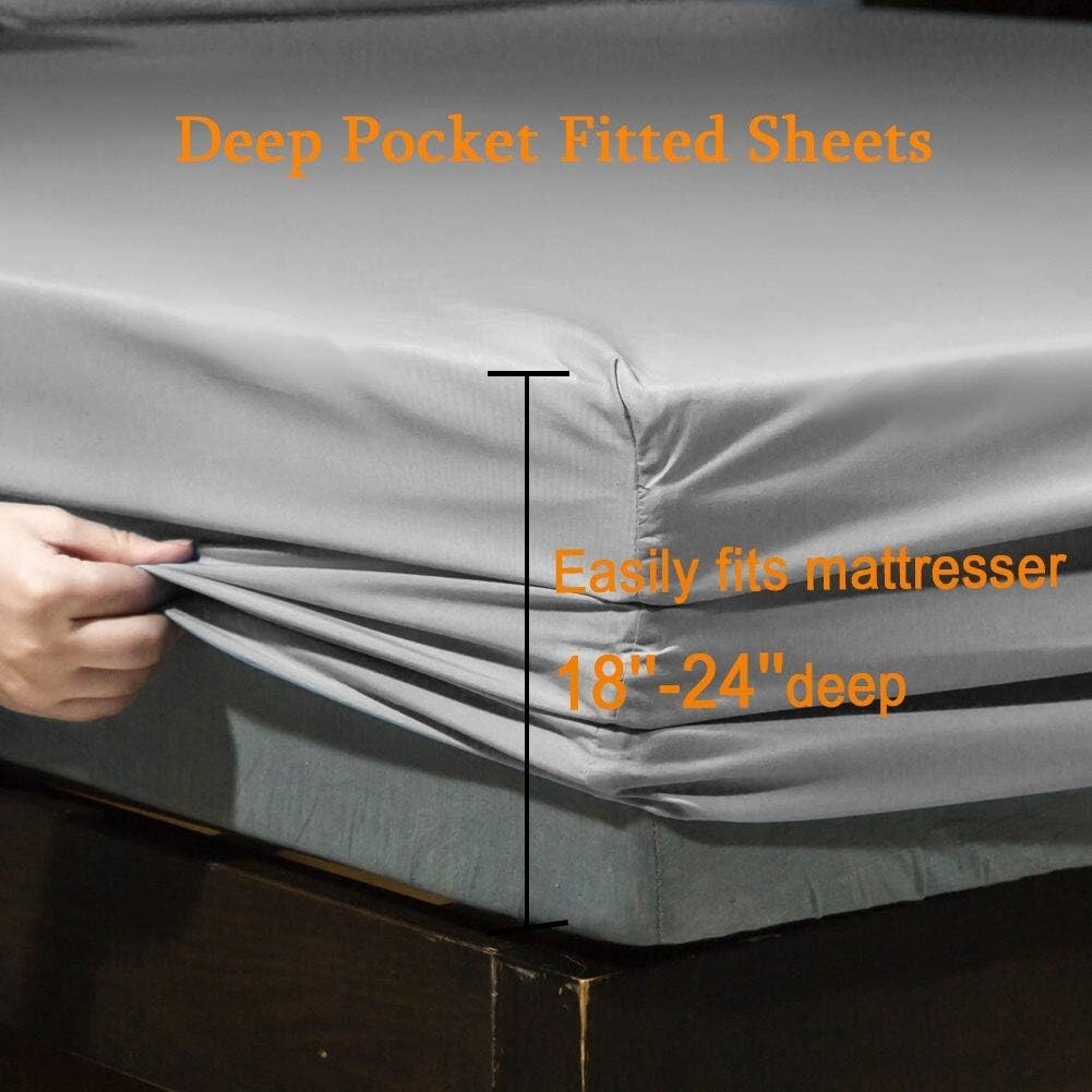 Deep Pocket King Bed Sheet Set - 1800 Thread Count Microfiber, Soft & Stylish