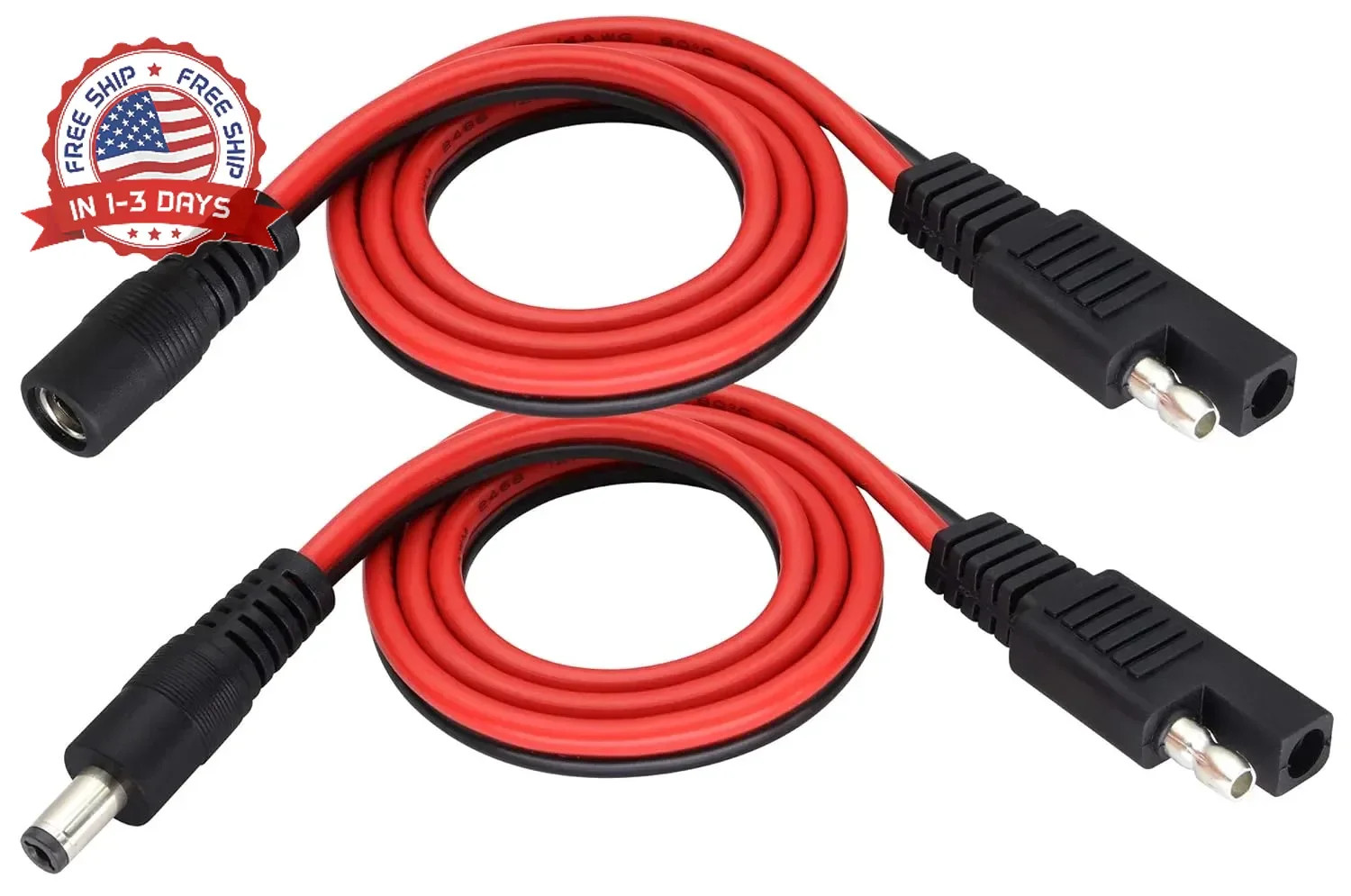 SAE Plug to DC 5.5 x 2.1mm (Female and Male) Adapter Cable with SAE Polarity Rev