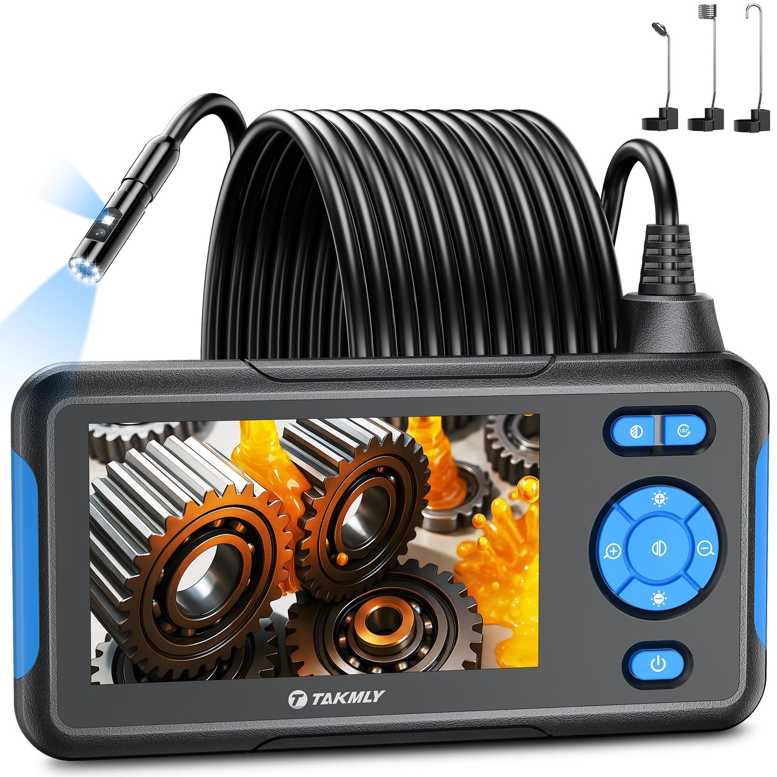 T TAKMLY Endoscope Camera with Light, Dual Lens 1080P Industrial Borescope wi...