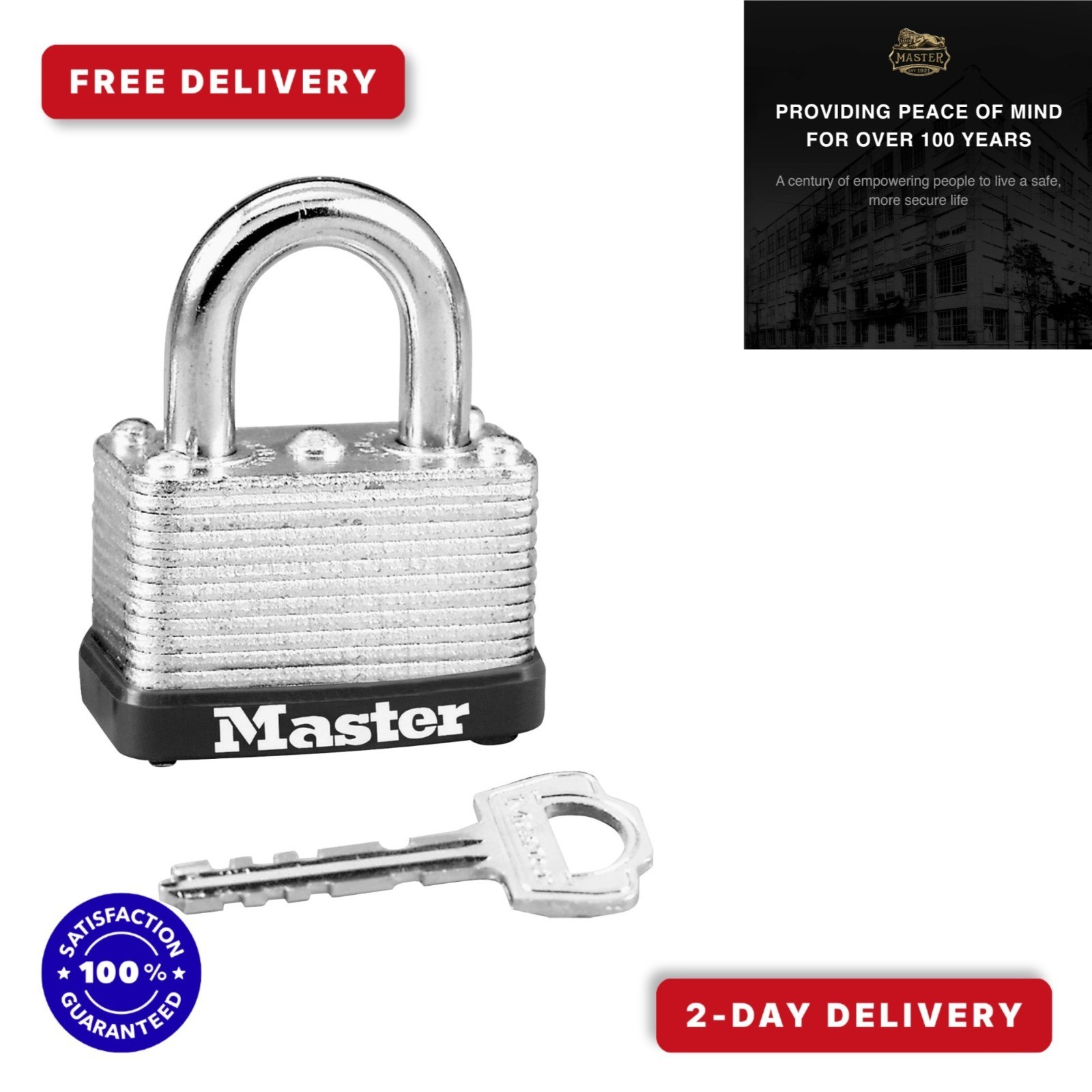 Master Lock 22D Keyed Warded Padlock, 1.5" Wide, Durable Steel