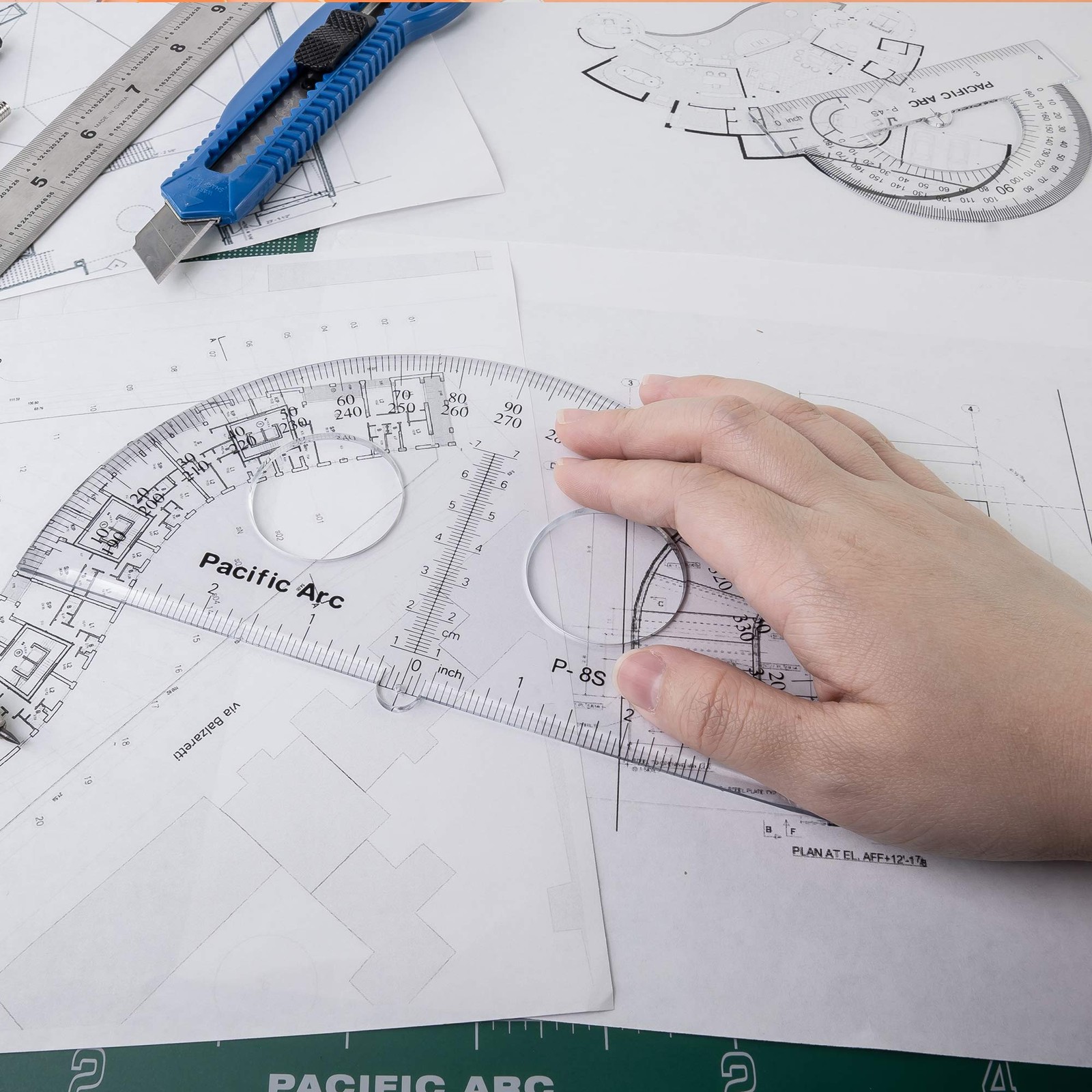 Pacific Arc's 8 Inch Plastic Protractor Clear Ruler