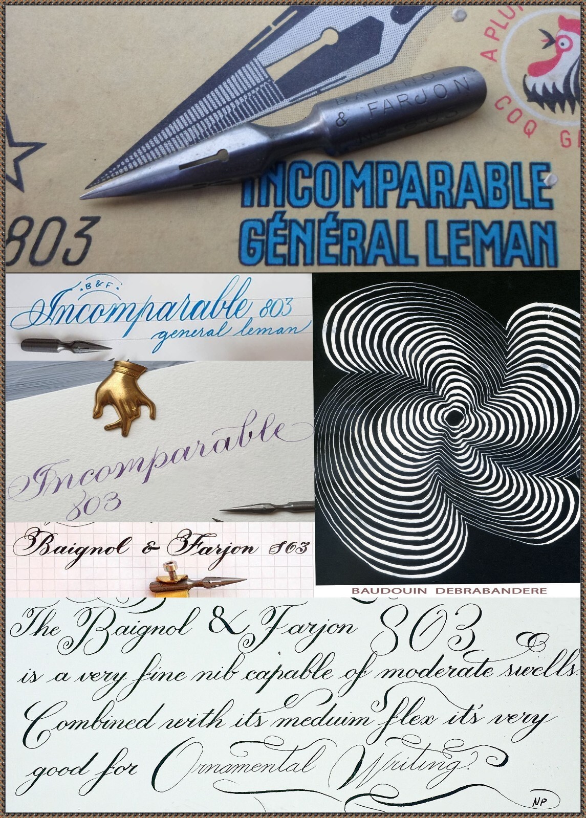 12 vintage Baignol & Farjon no.803 Incomparable General Leman nibs