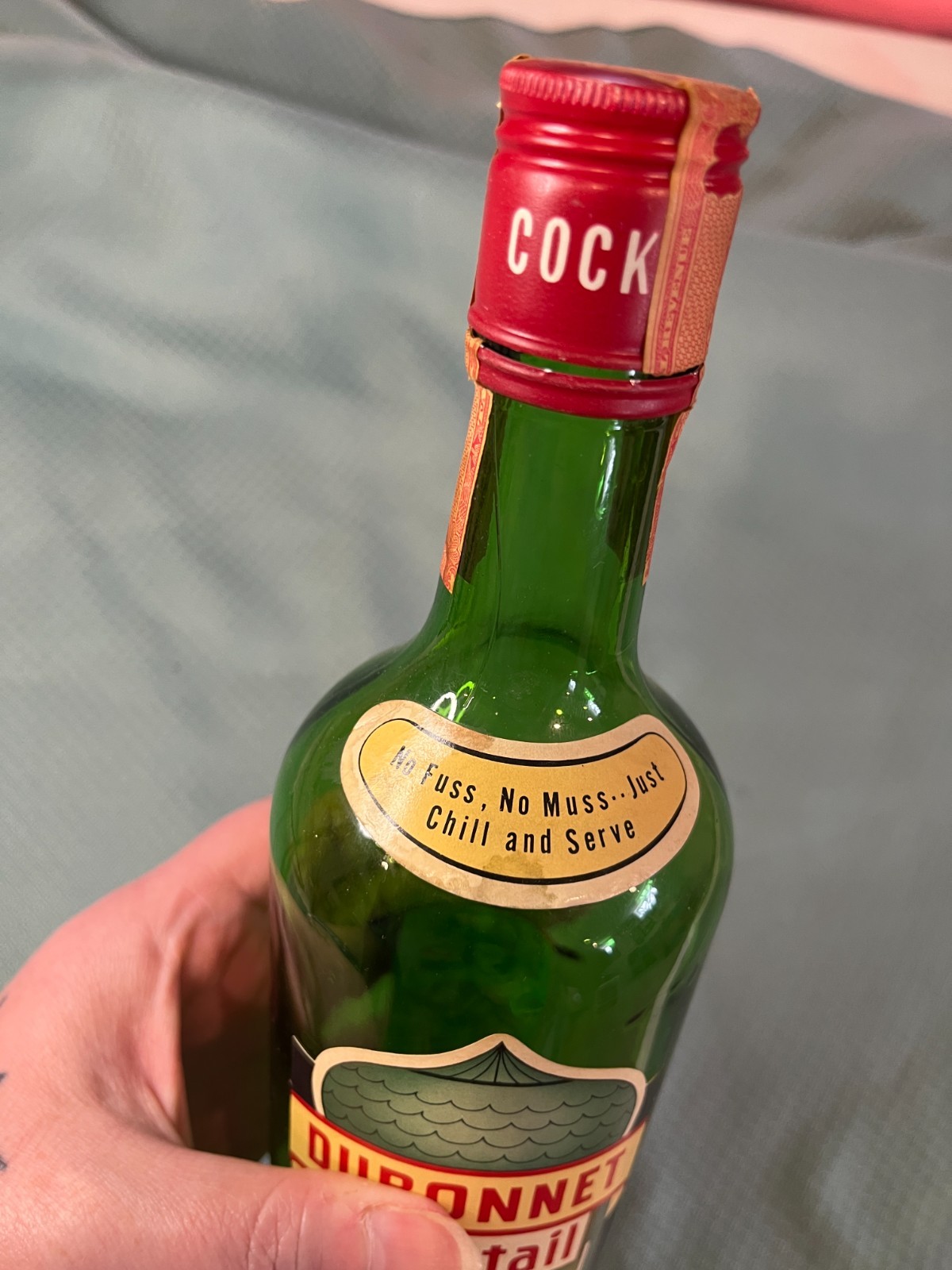 Vintage Dubonnet Decor Display Cocktail Empty Glass Bottle Green