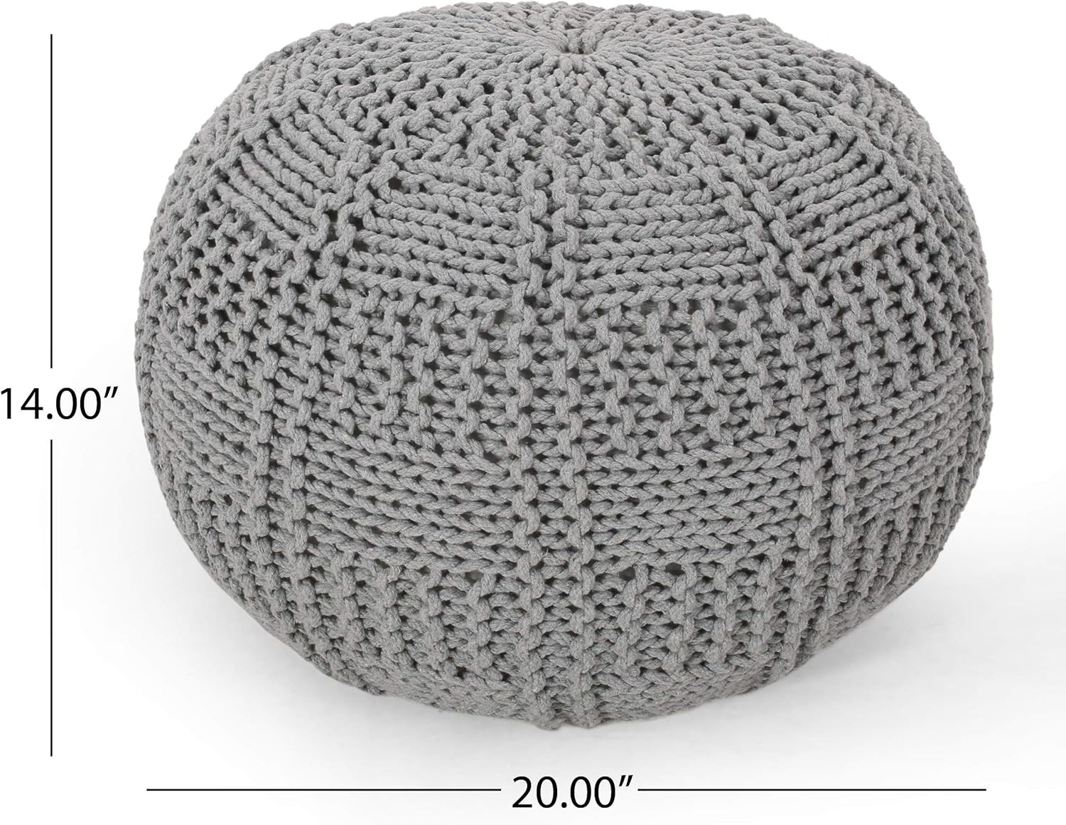 Yuny Knitted Cotton 20 x 20 Round Pouf