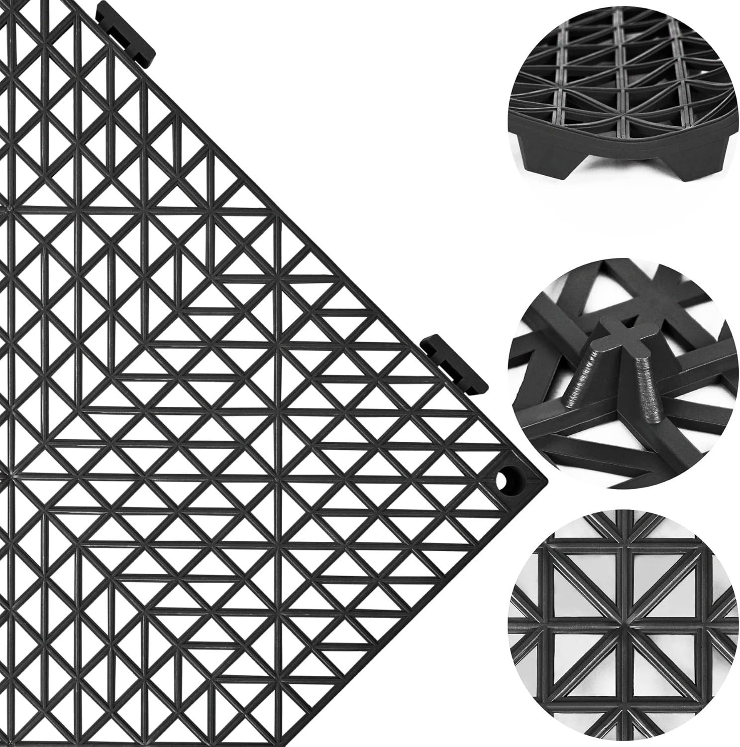 Modular Interlocking Cushion 12P 11.8" x 11.8" Interlocking Rubber Floor Drai...