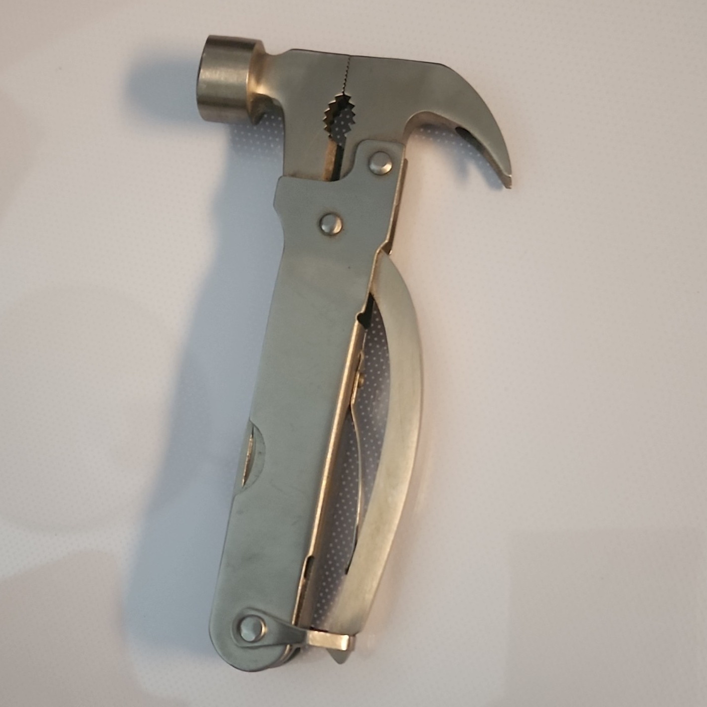 Folding Multi-Tool Hammer & Pliers Combo w/ Knife Blade, Wrench Insert