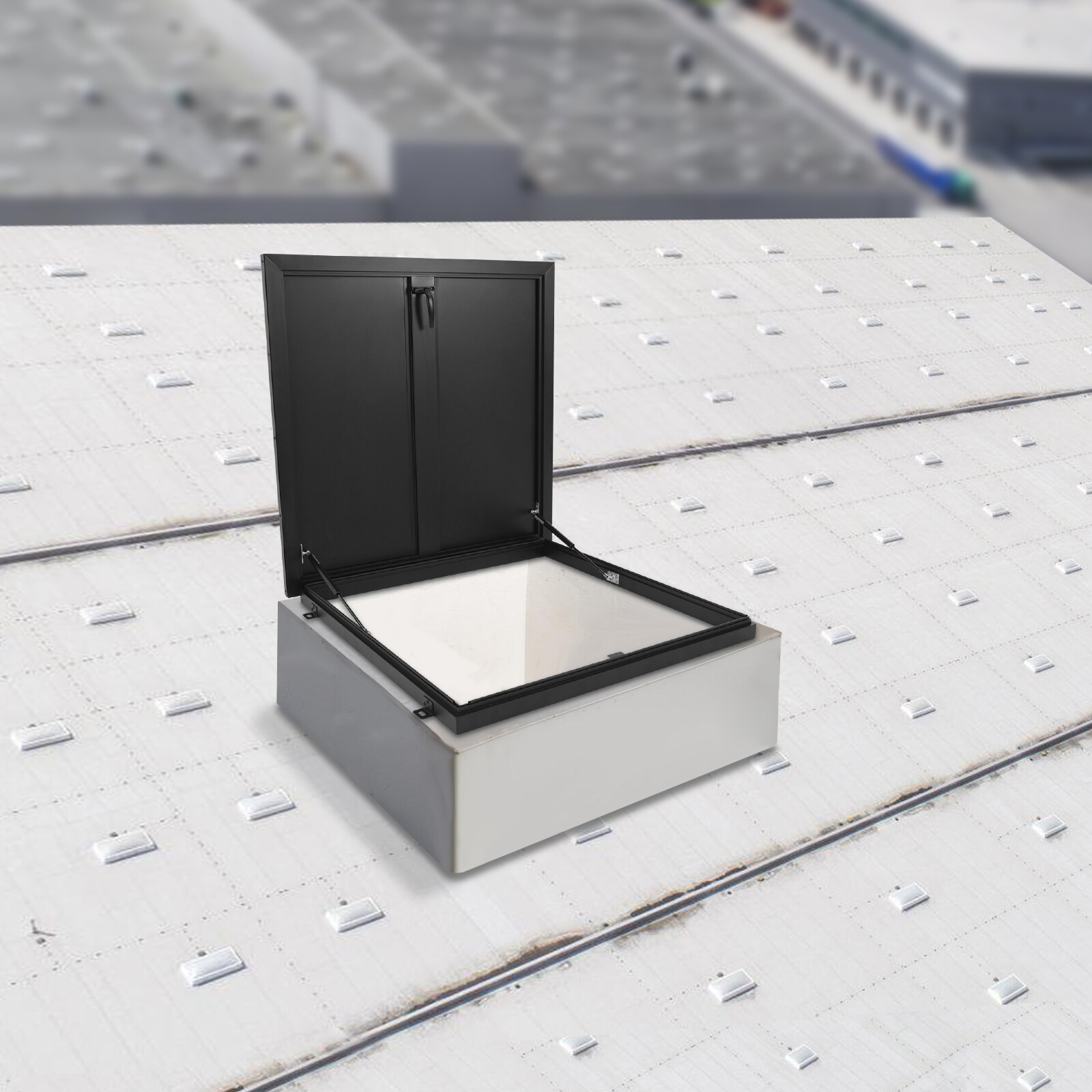 90° Roof Hatch Roof Access Square Hatch Roof Aluminum Alloy Security Door Black