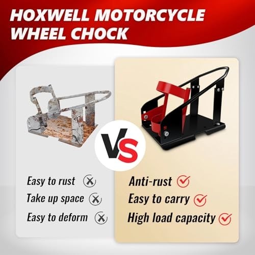 Heavy Duty Motorcycle Wheel Chock - 1800 lbs Capacity, Adjustable Height, Portab