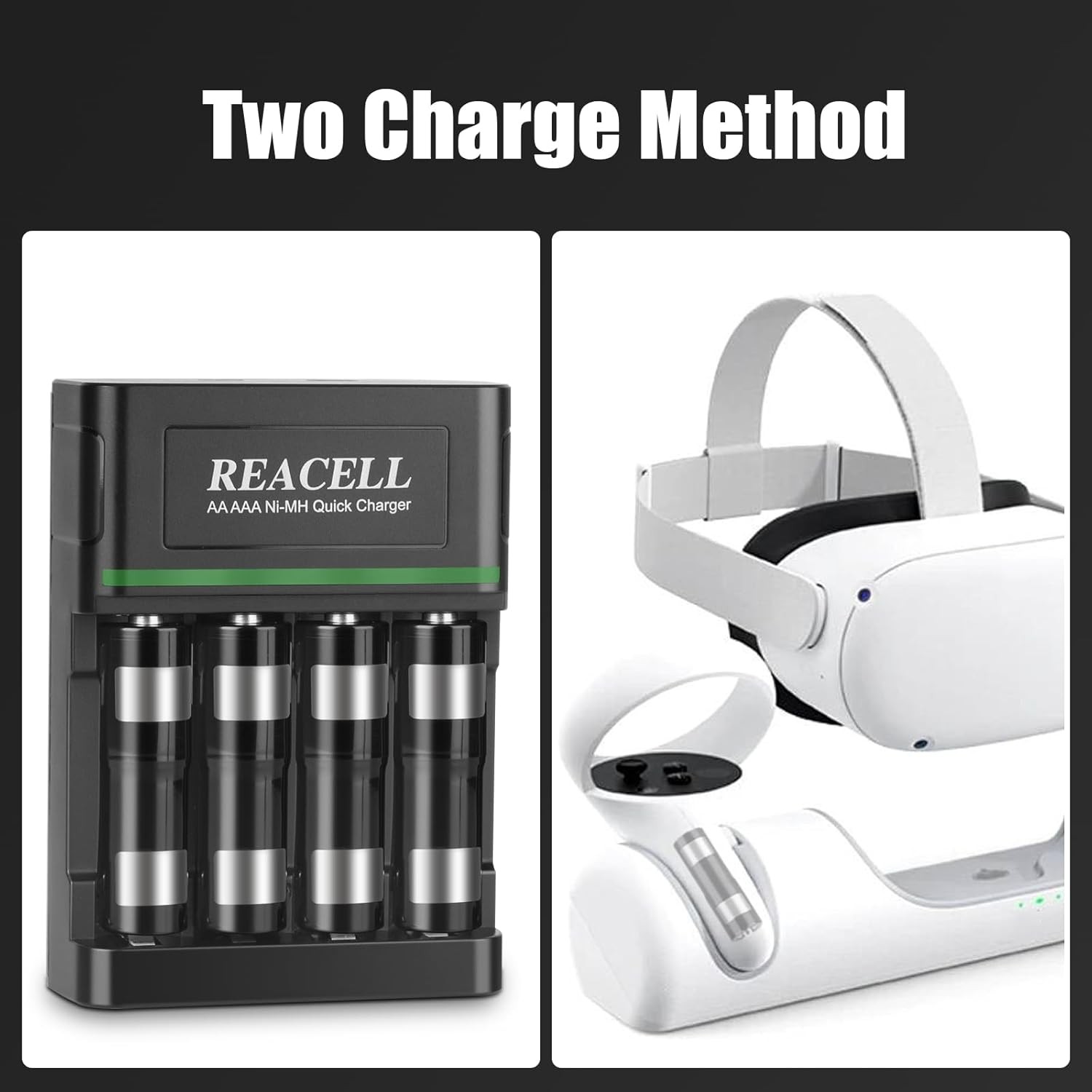 For Meta Quest 2 3 3S Controller Rechargeable AA Batteries 1800mAh NiMH 2 Pack
