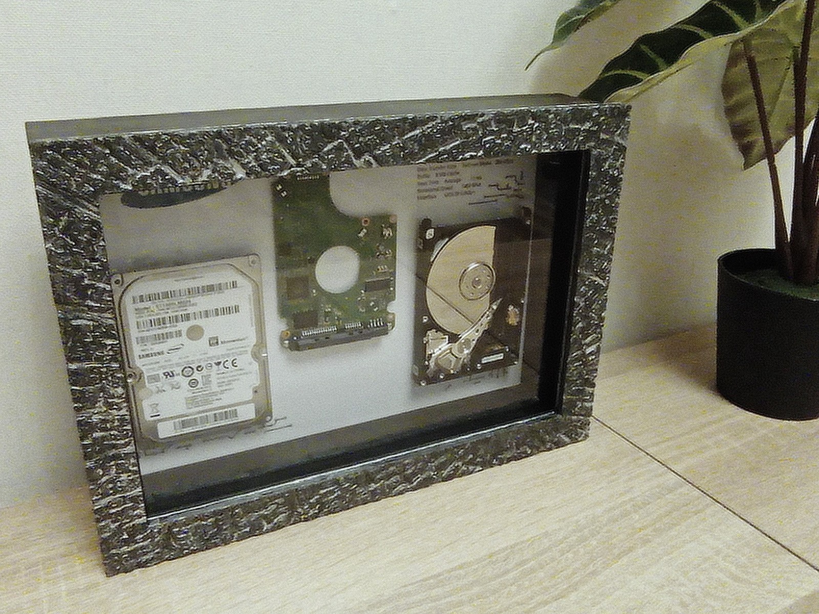 Disassembled Hard Drive Disk in the Frame, teardown shadowbox, wall art, Décor