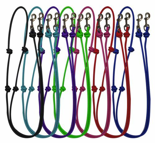 Showman 8 Ft Round Knotted Nylon Barrel Contest Reins with Scissor Clips  28037
