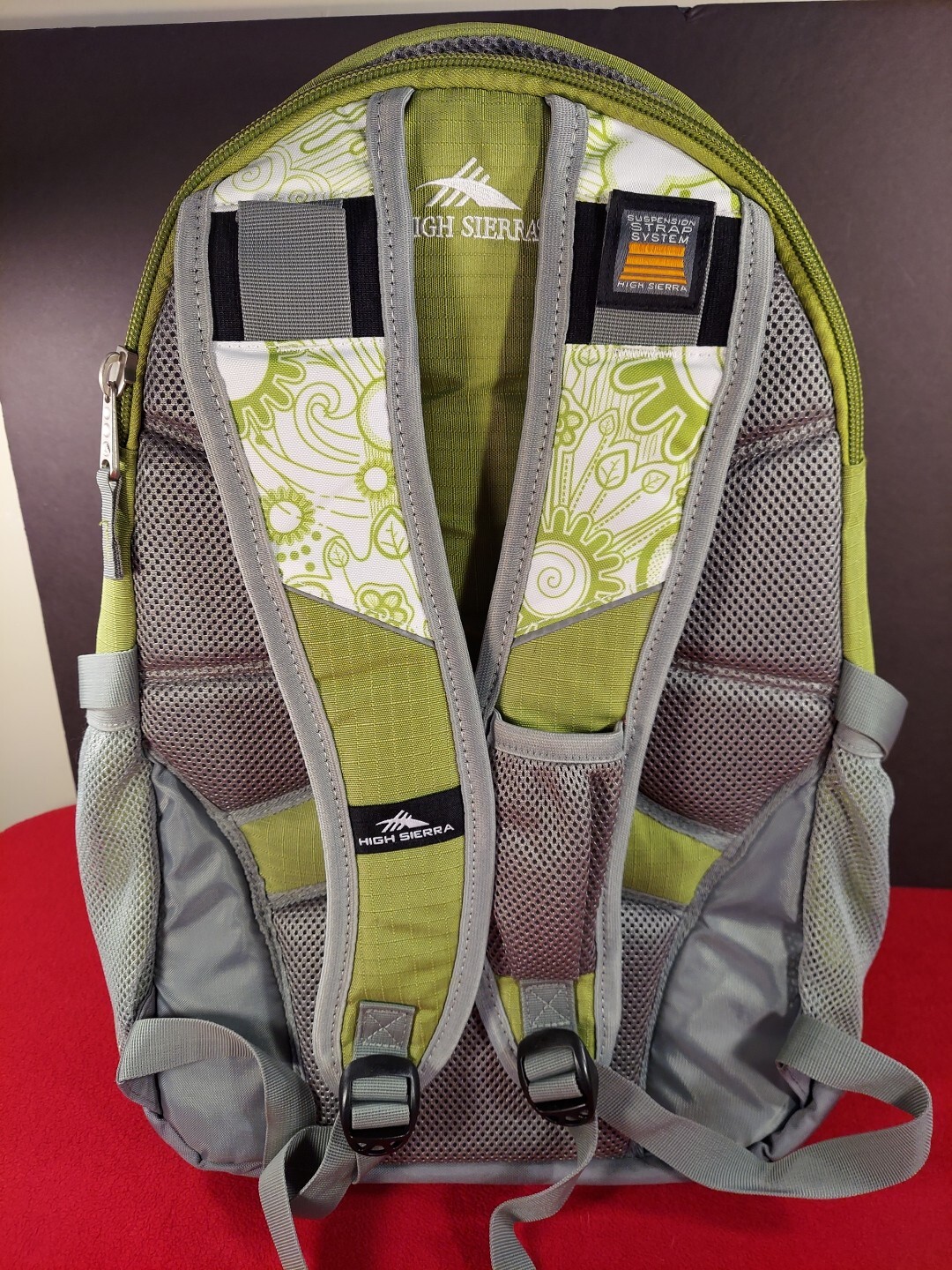 High Sierra Padded Backpack Green & White Paisley