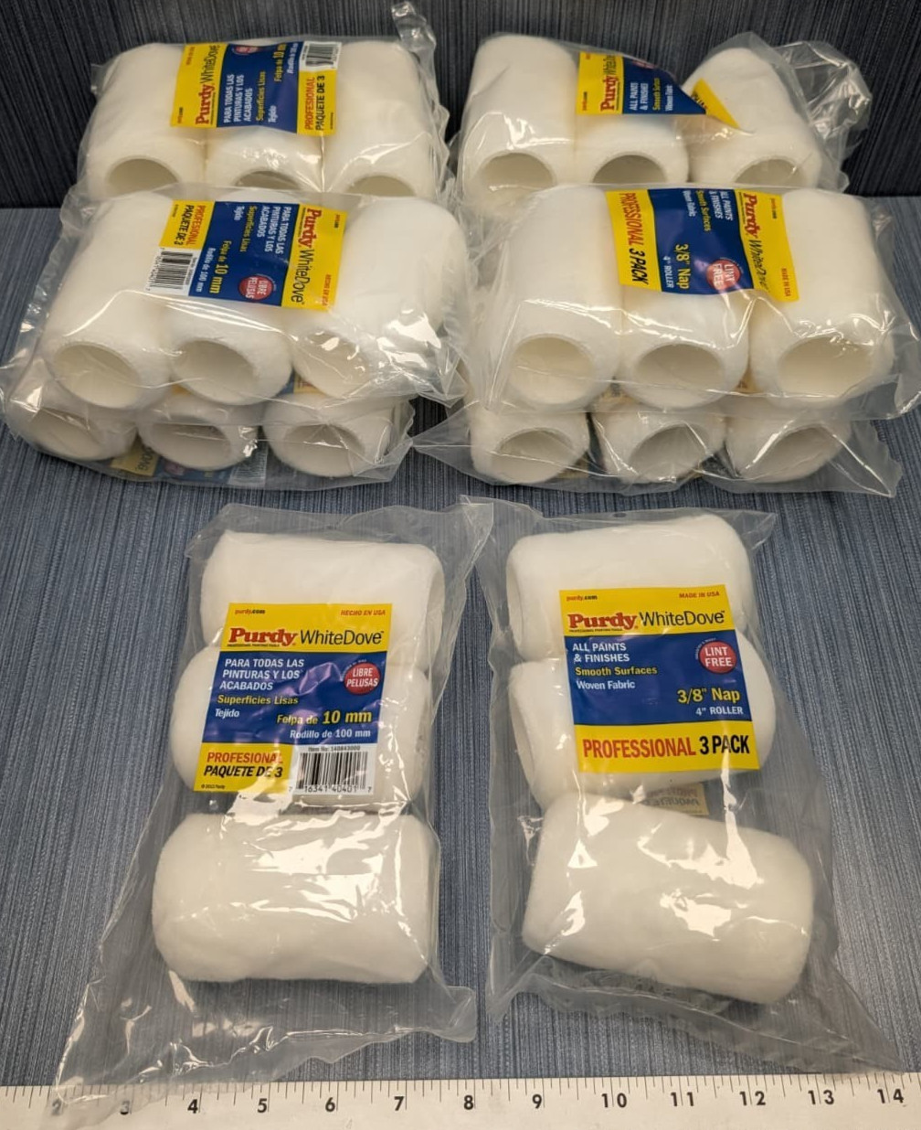 Lot of 10 x Packs of 3 Purdy WhiteDove 3/8" Nap Jumbo Mini Rollers