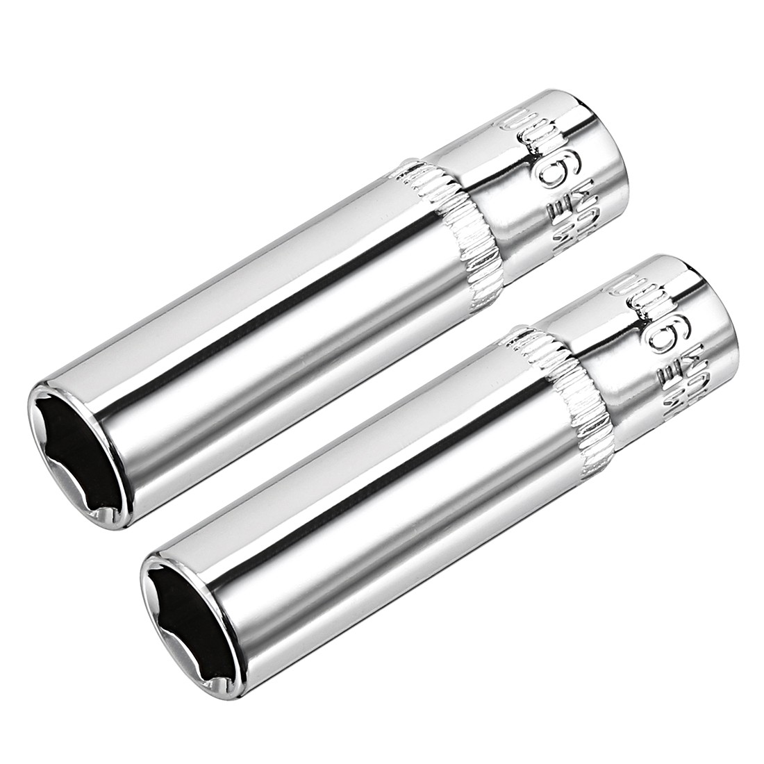 2Pcs 1/4 Inch Drive 9mm Cr-V 6-Point Deep Socket