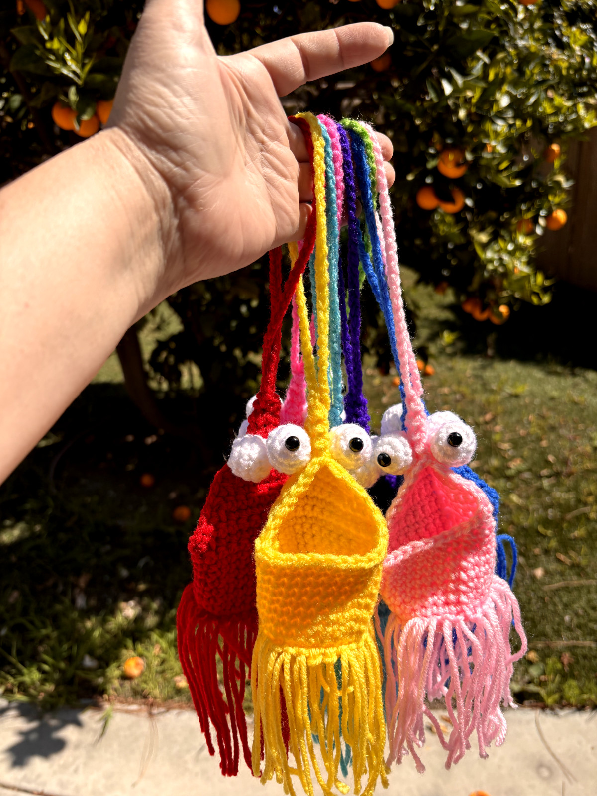 Made to Order - Crochet Alien Car accessory,  Air Plant holder