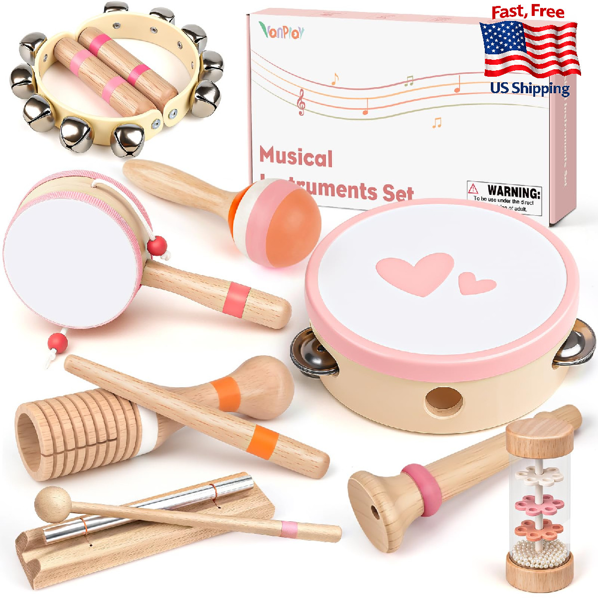 Musical Toys for 2 3 Year Old Girl Birthday Gifts, Wooden Montessori Toys for 2