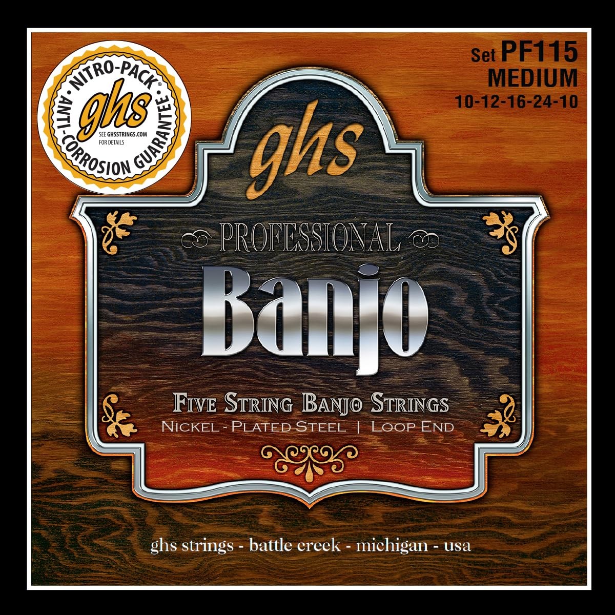 GHS Strings - 5-String Banjo - Nickel-Plate - Pack of 1, silver