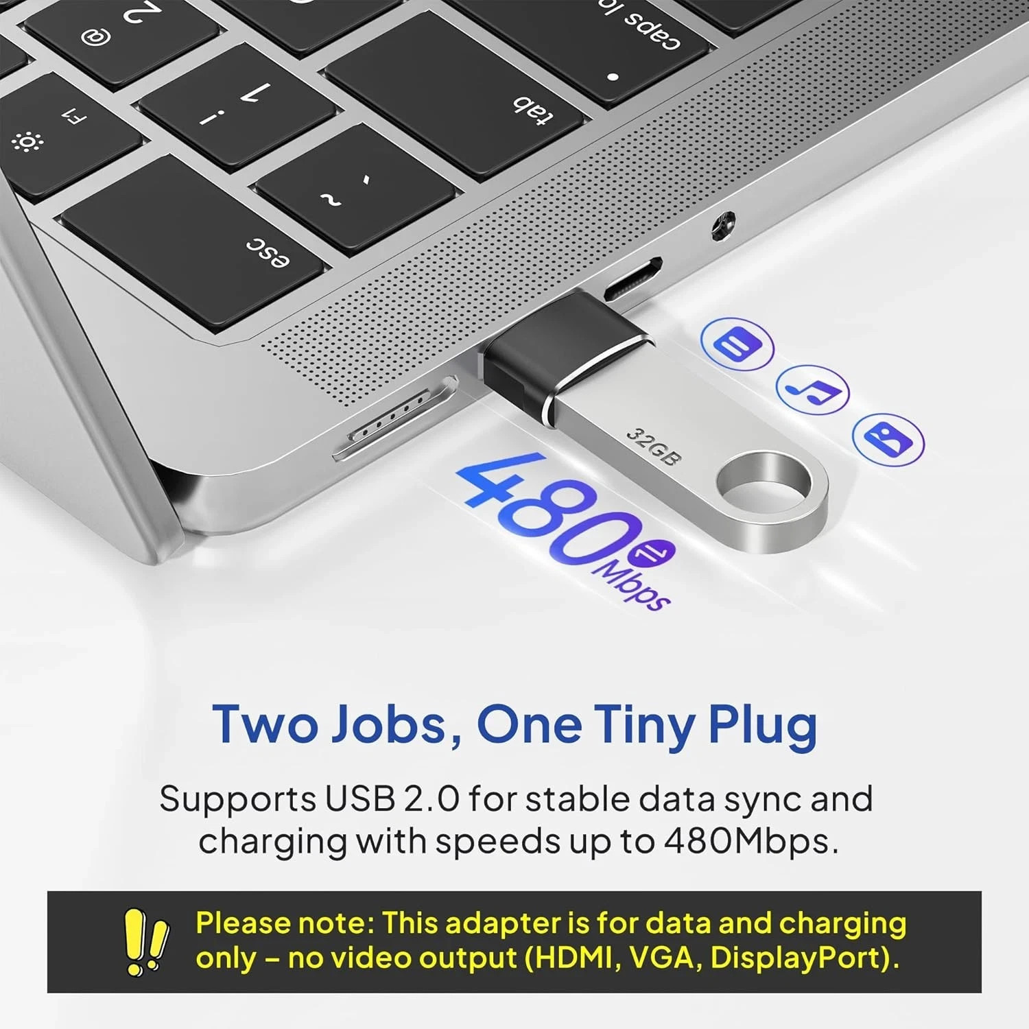 4 Pack USB to USB-C Adapter for iPhone 17/16 Pro Max 15 14 13 12, iPad, Galaxy