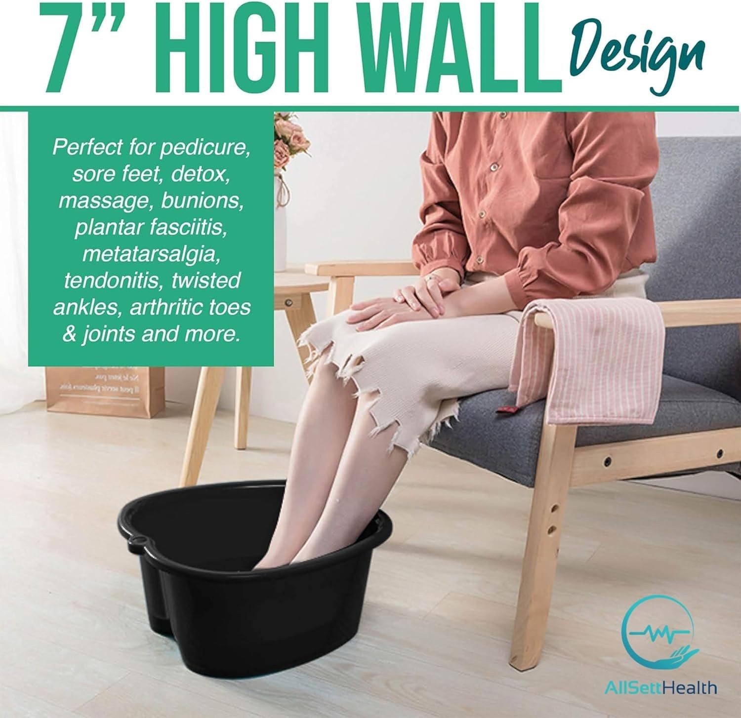 Professional Quality Foot Spa Basin for Home - Large Size and Massage Features