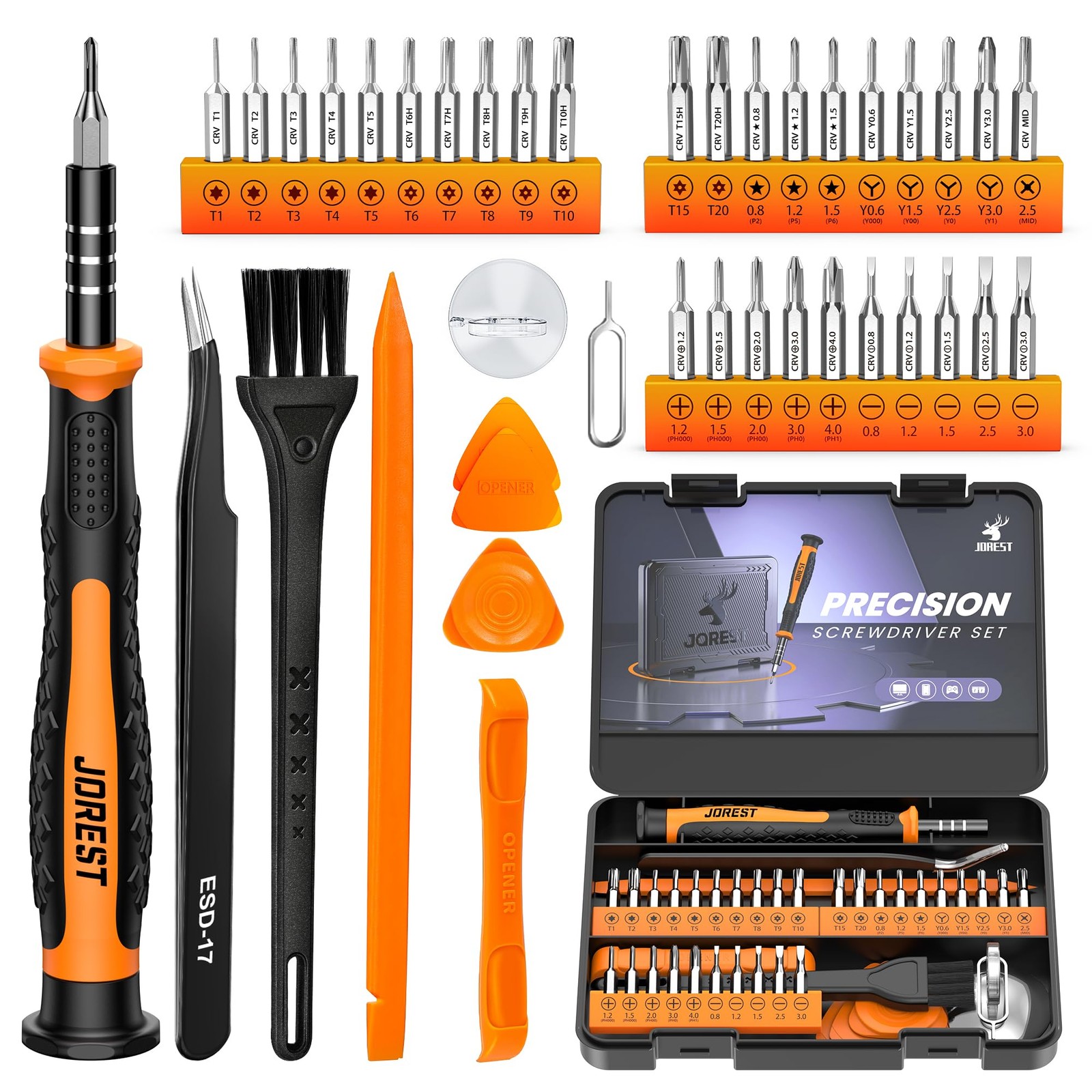 JOREST 40Pcs Small Precision Screwdriver Set with Torx Triwing Phillips, Mini Re