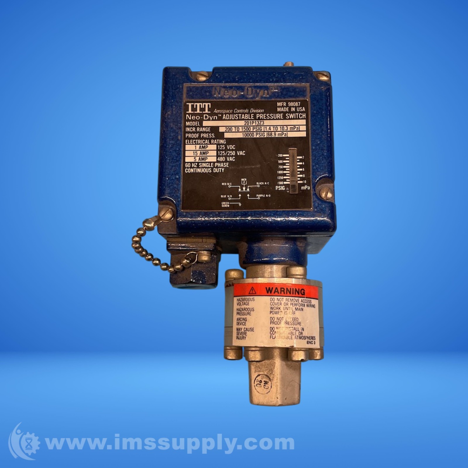 ITT Inc. 98087 Neo-Dyn Adjustable Pressure Switch, 201P13Z3 FNIP