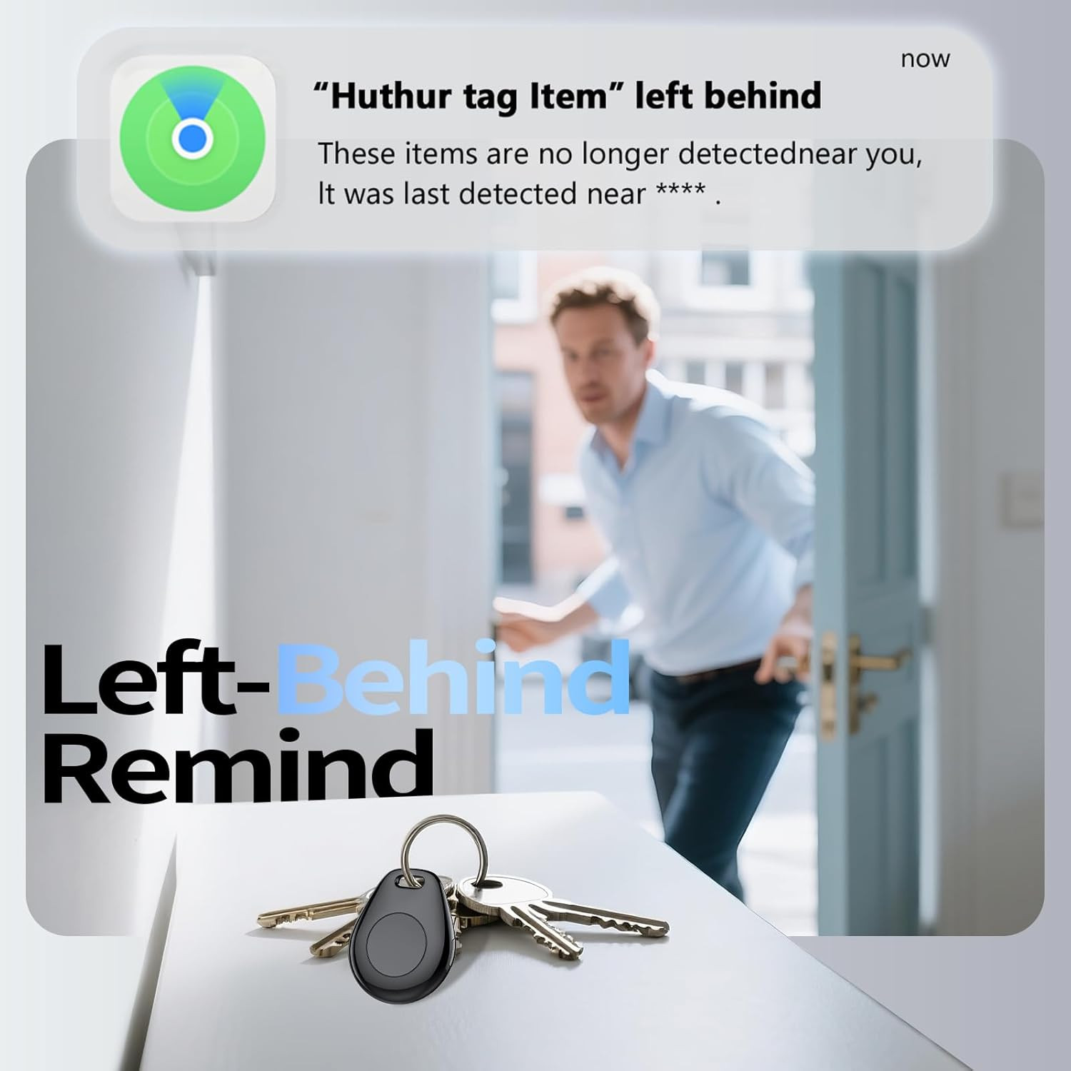 [iOS Only] Tukio Air Tracker Tags 4 Pack Black, [Apple MFi Certified] Bluetooth