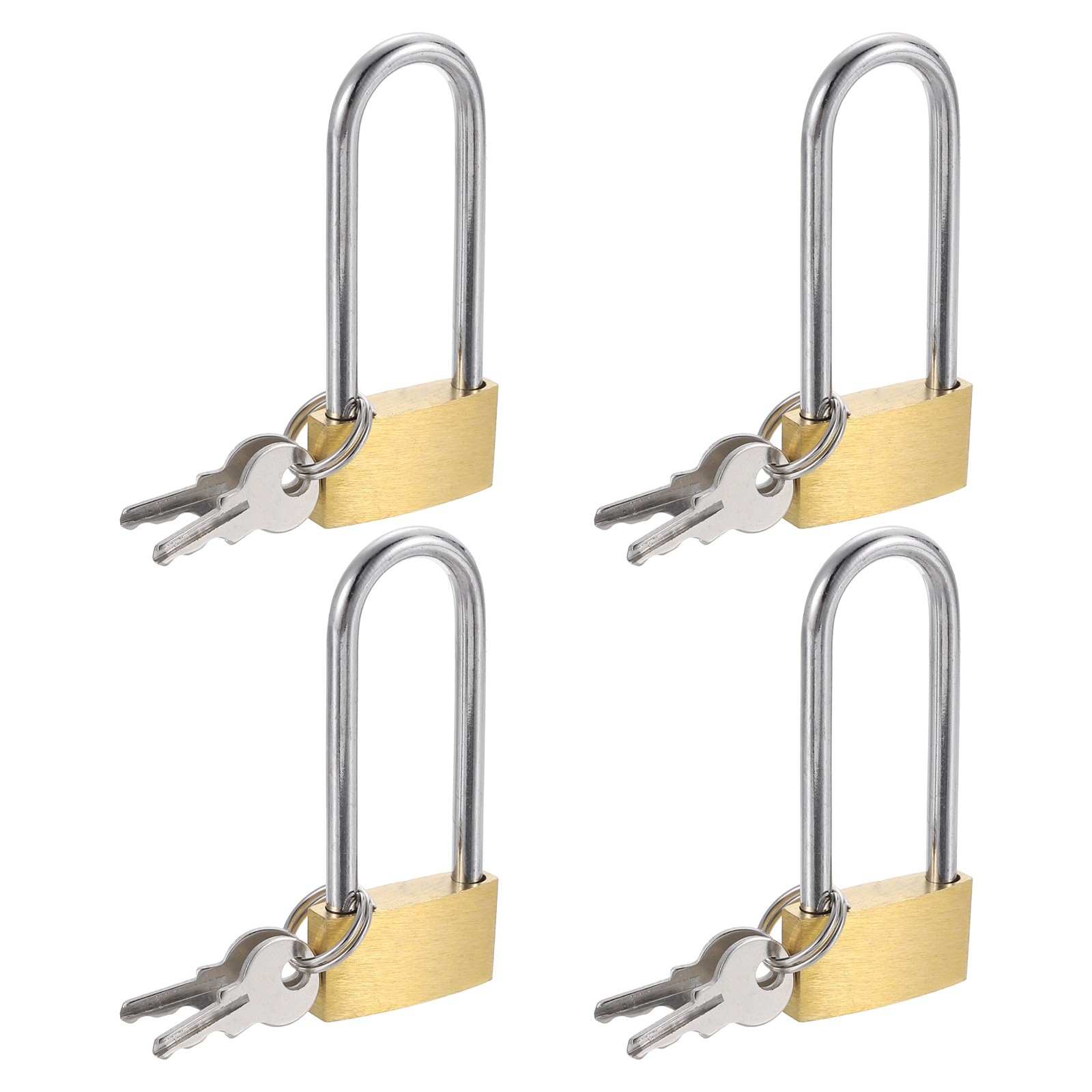 4Pcs Solid Brass Padlock with Key 1" Wide Body 1.7 Inch Long Shackle Lock