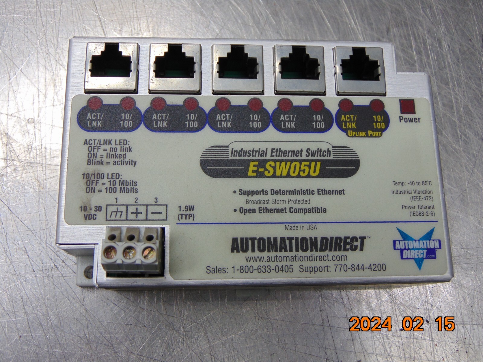 AUTOMATION DIRECT E-SW05U INDUSTRIAL ETHERNET SWITCH