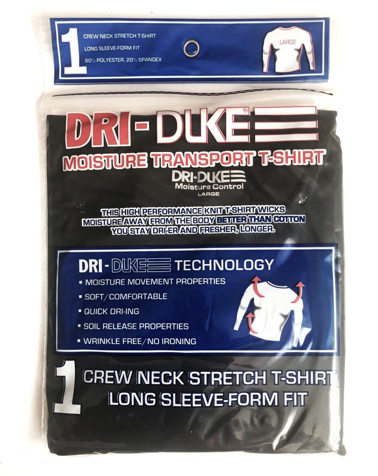 New Men's Shirt USA DRI-Duke Moisture Control Long Sleeve Base Layer LARGE