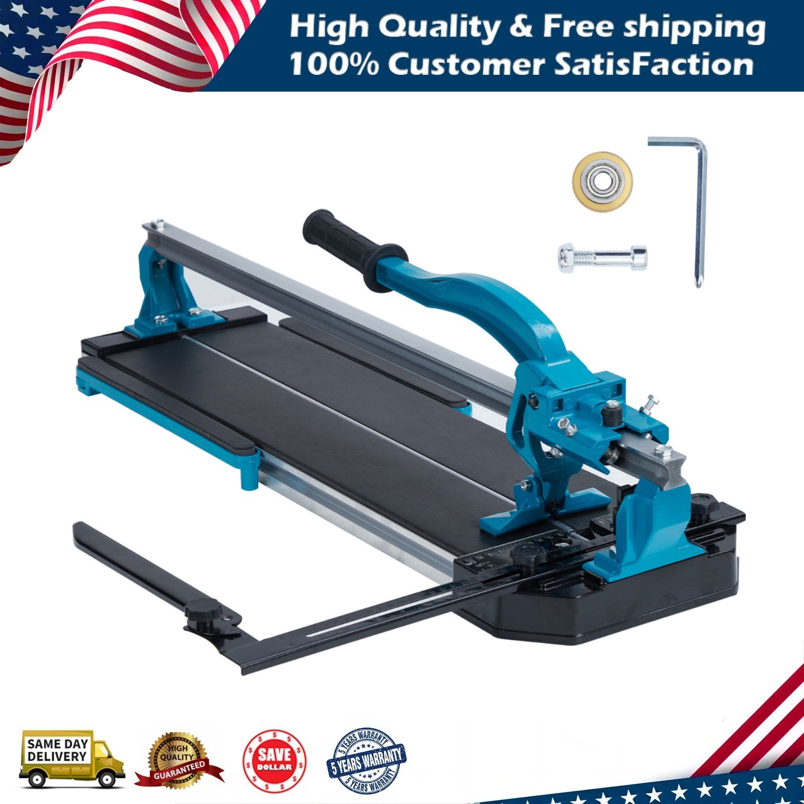 24" Manual Tile Cutter Cutting Machine Single Rails Precise Tile Cutter Tools