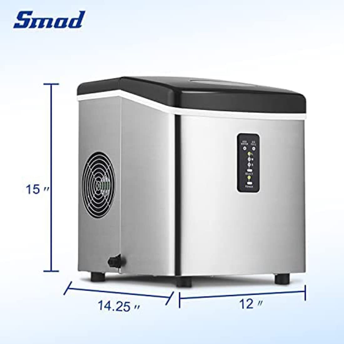 Smad Countertop Ice Maker Stainless Steel Ice Making Machine 33lbs/24h