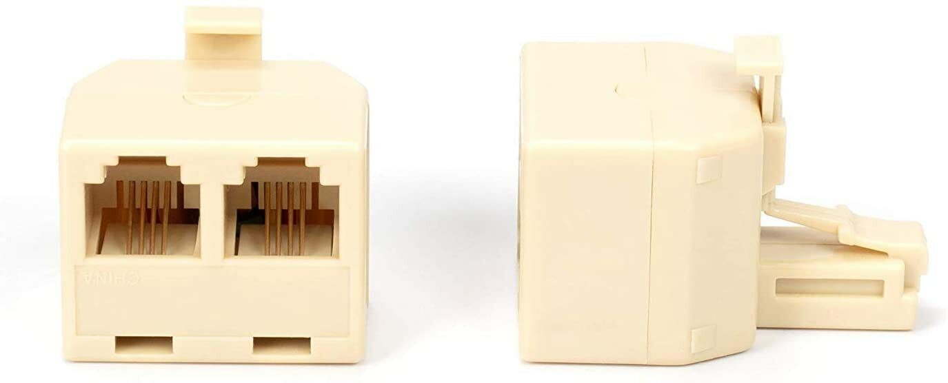 Duplex Modular Phone Wall Jack Adapter (IVORY) RJ11 - Splitter | Three Pack