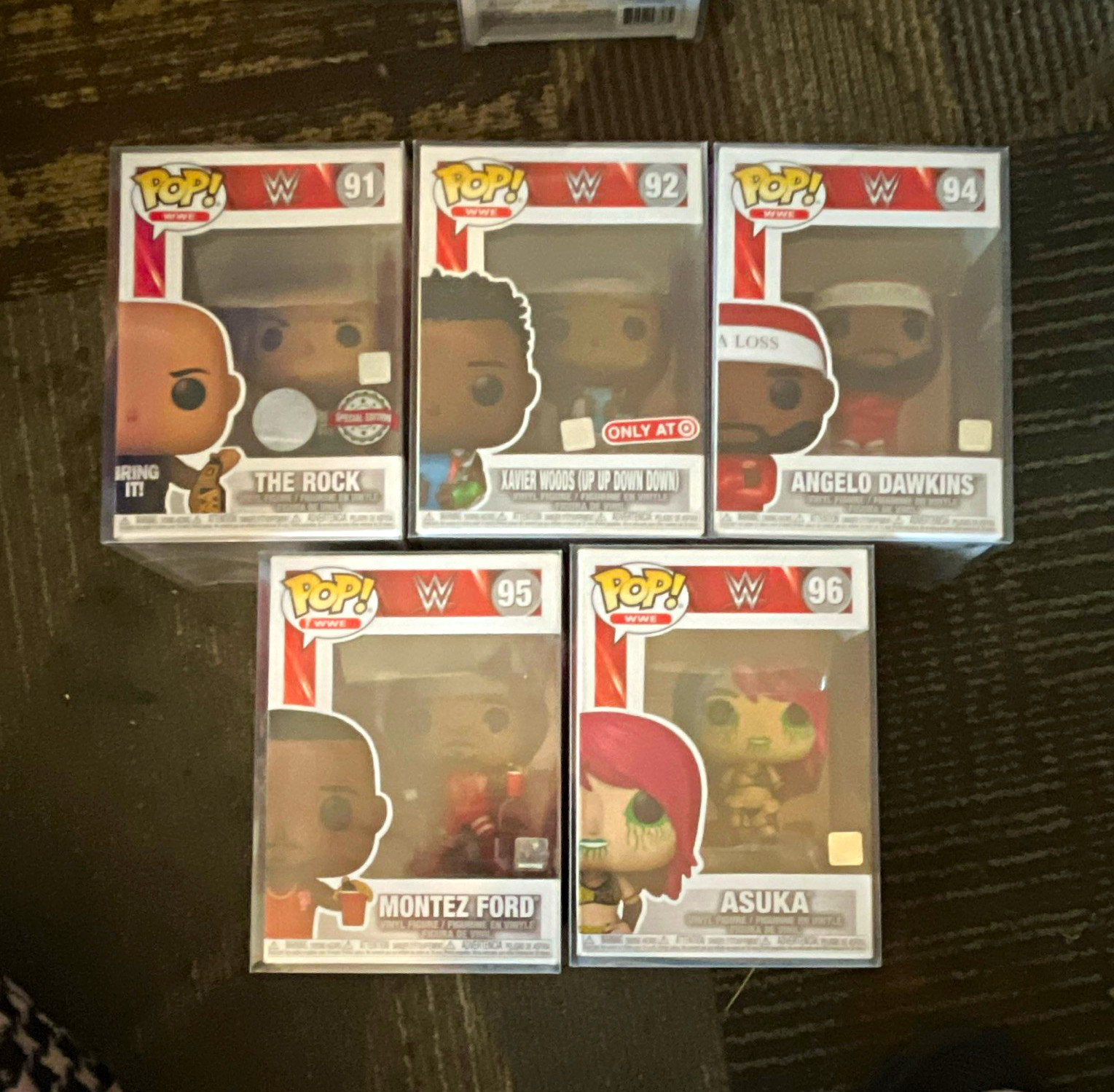 Funko POP! WWE Vinyl Mixed Lot 5 Rock Xavier Woods Dawkins Ford Asuka Target