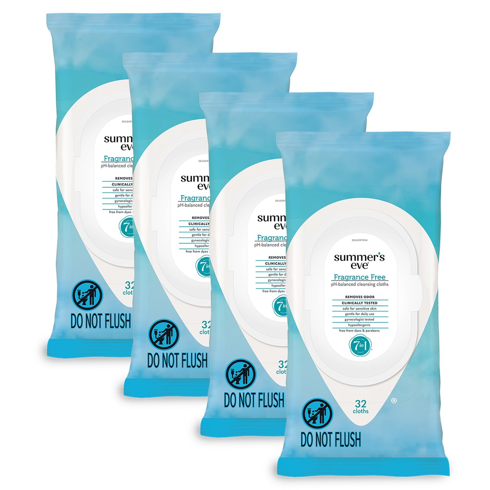 Summer's Eve Fragrance Free Gentle Feminine Wipes 32 Count Pack Of 4