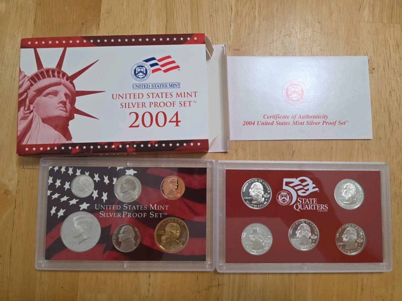 2004 United States S Mint Silver Proof Set San Francisco 25C 0.9 Fine w/ COA