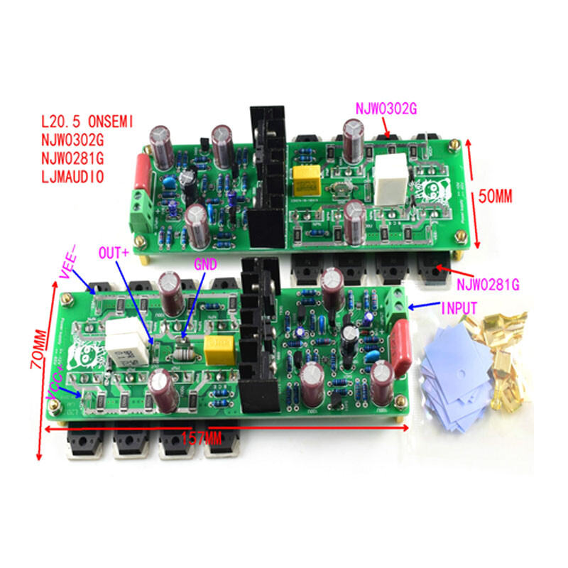 LJM Dual Assembled L20.5 ONSEMI NJW0302G / NJW0281G Amplifier Board 200W 8R AMP