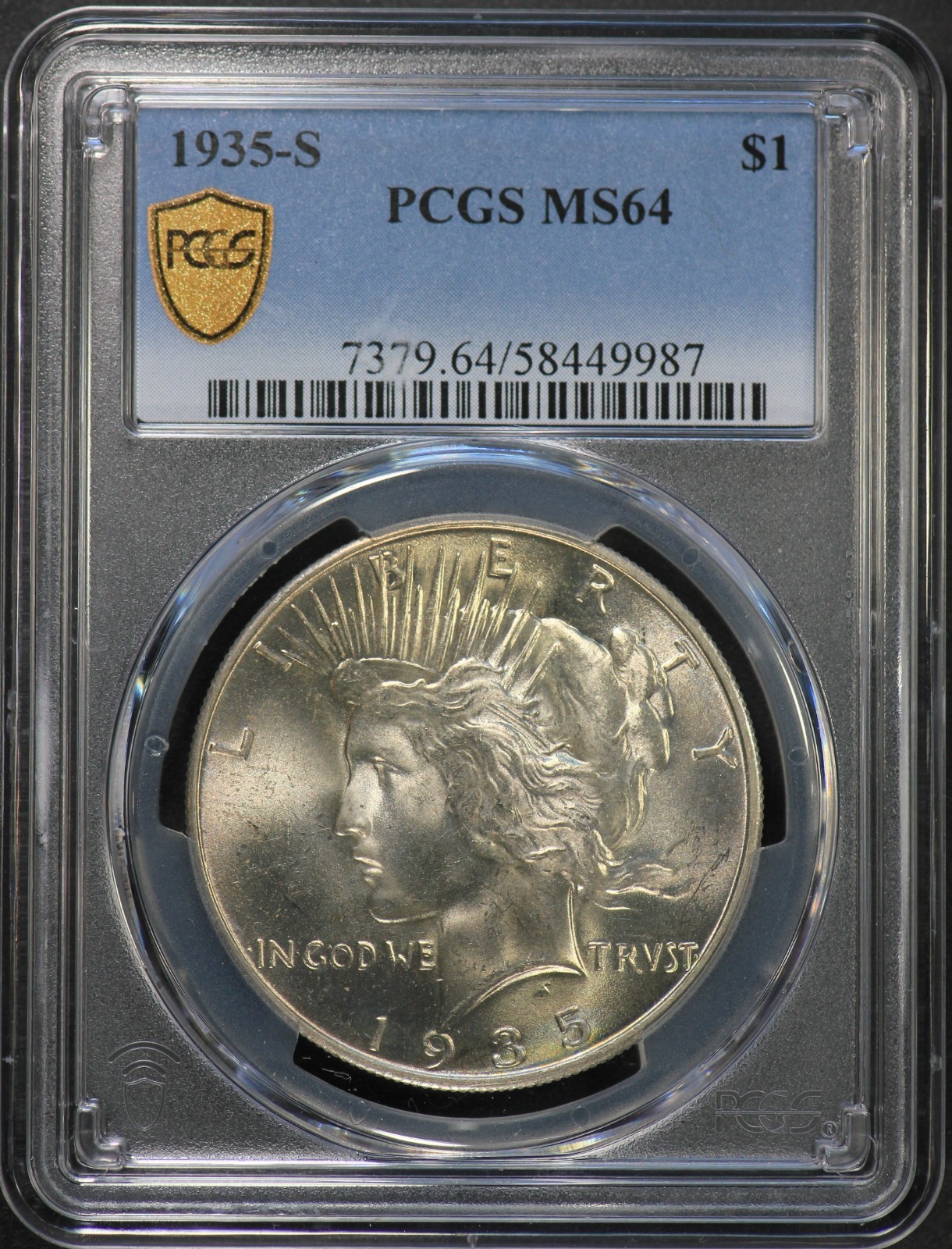 1935-S Peace Silver Dollar PCGS MS64 MS-64 - Blast White!