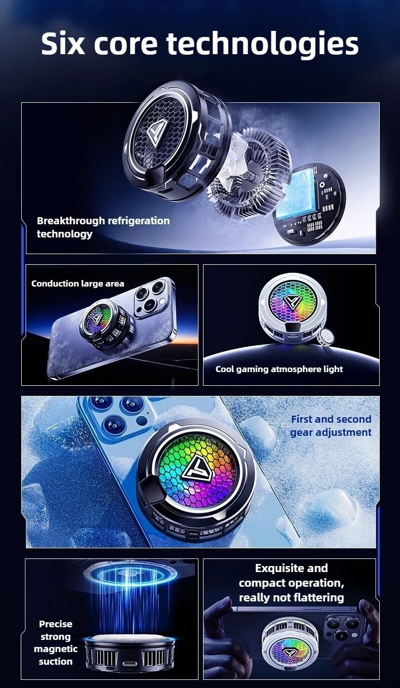 Phone Cooling Fan Mobile Radiator Cooler RGB Gaming Smartphone Cooling Device