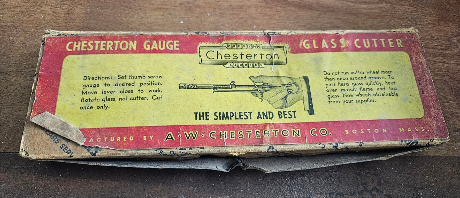 Chesteron Gauge Glass Cutter orig box and notebook advertising