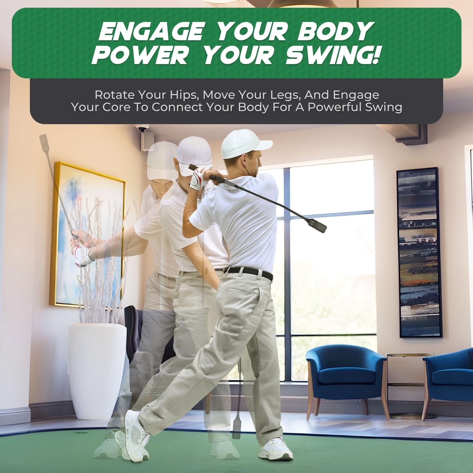 Golf Swing Trainer - Click Stick Golf Trainer for Golf Tempo Practice, Weight...