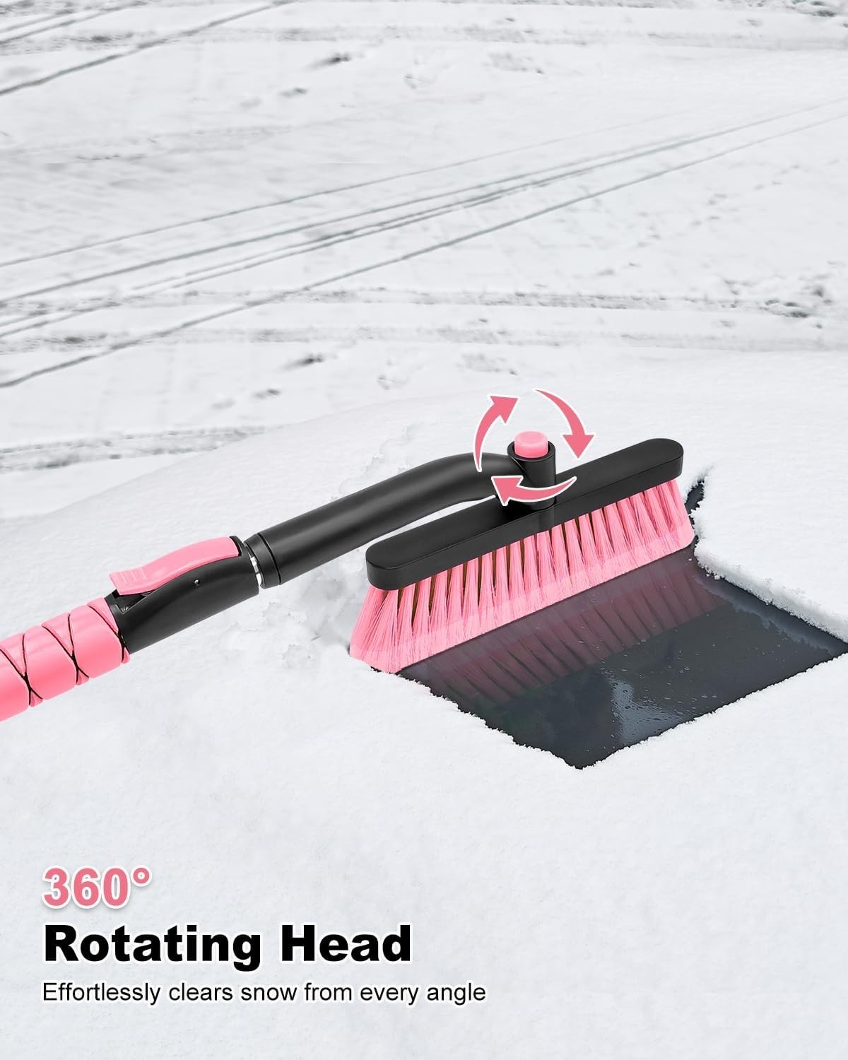33 Inch Snow Brush and Ice Scraper for Car Windshield, Extendable Snow Scrape...