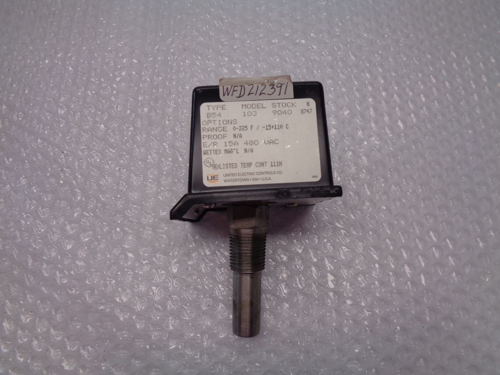 UNITED ELECTRIC B54-103 TEMPERATURE SWITCH 0-22F NSNP