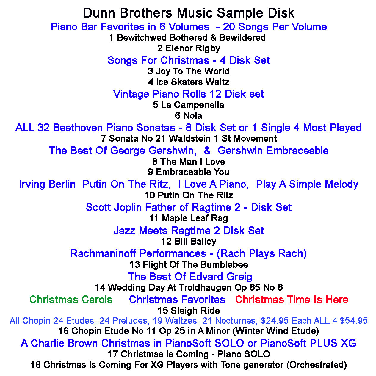 Modern Player Piano Sample disk  18 Songs Yamaha PianoDisc, MIDI, PianoSoft Solo
